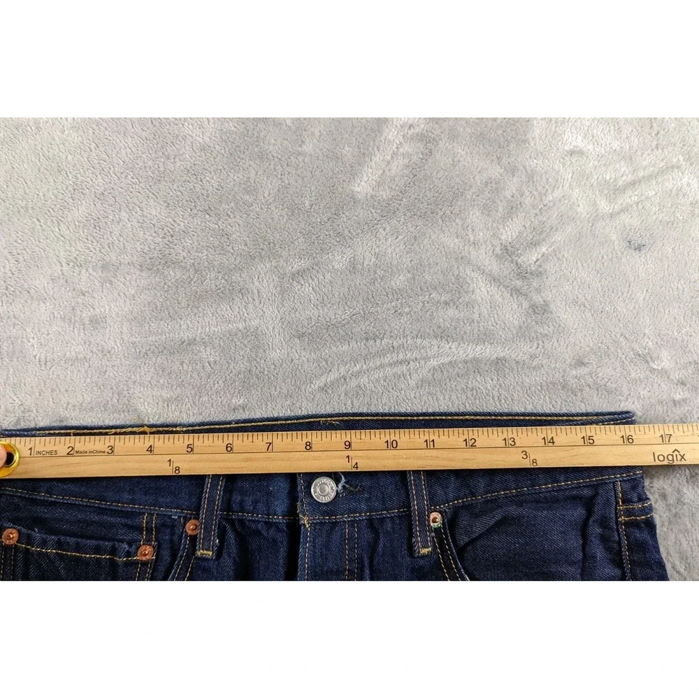 Levis 501 Jeans Men 33x34 Blue Button Fly Straight Dark Wash Raw Denim READ